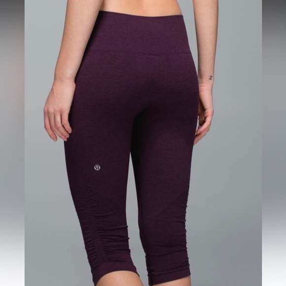 Lululemon In The Flow Crop II Heathered Black Cherry Size‎ 6 - Picture 7 of 9